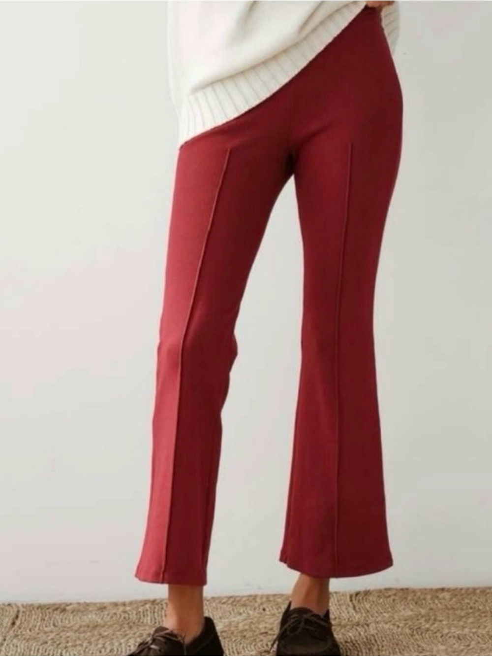 DONNI. Rib Kick Flare Pants Oxblood Red Size S - Picture 5 of 5